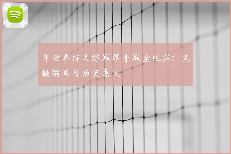 年世界杯足球冠军夺冠全纪实:关键瞬间与历史意义